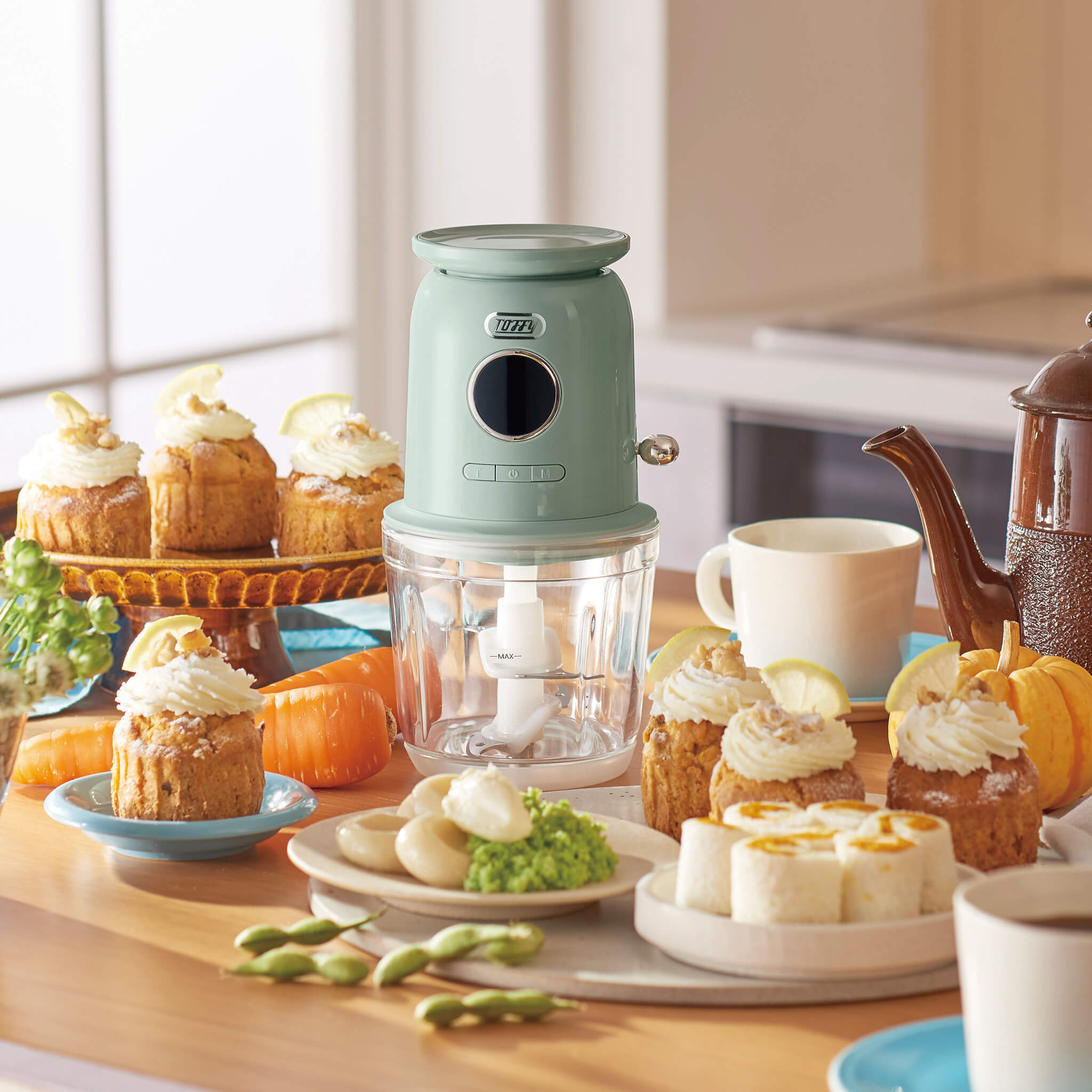 Toffy スケール付きマルチフードプロセッサー<充電式>