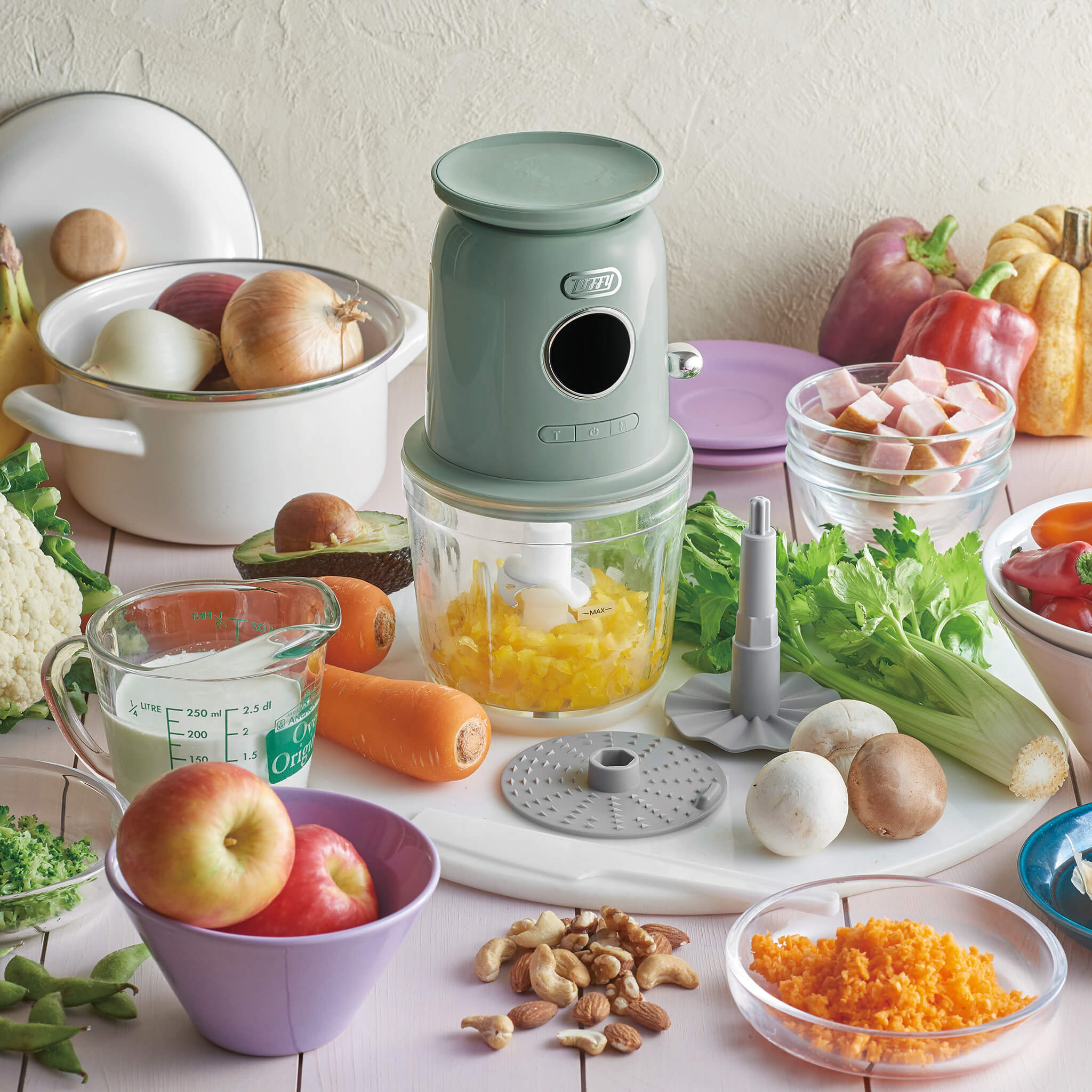 Toffy スケール付きマルチフードプロセッサー<充電式>