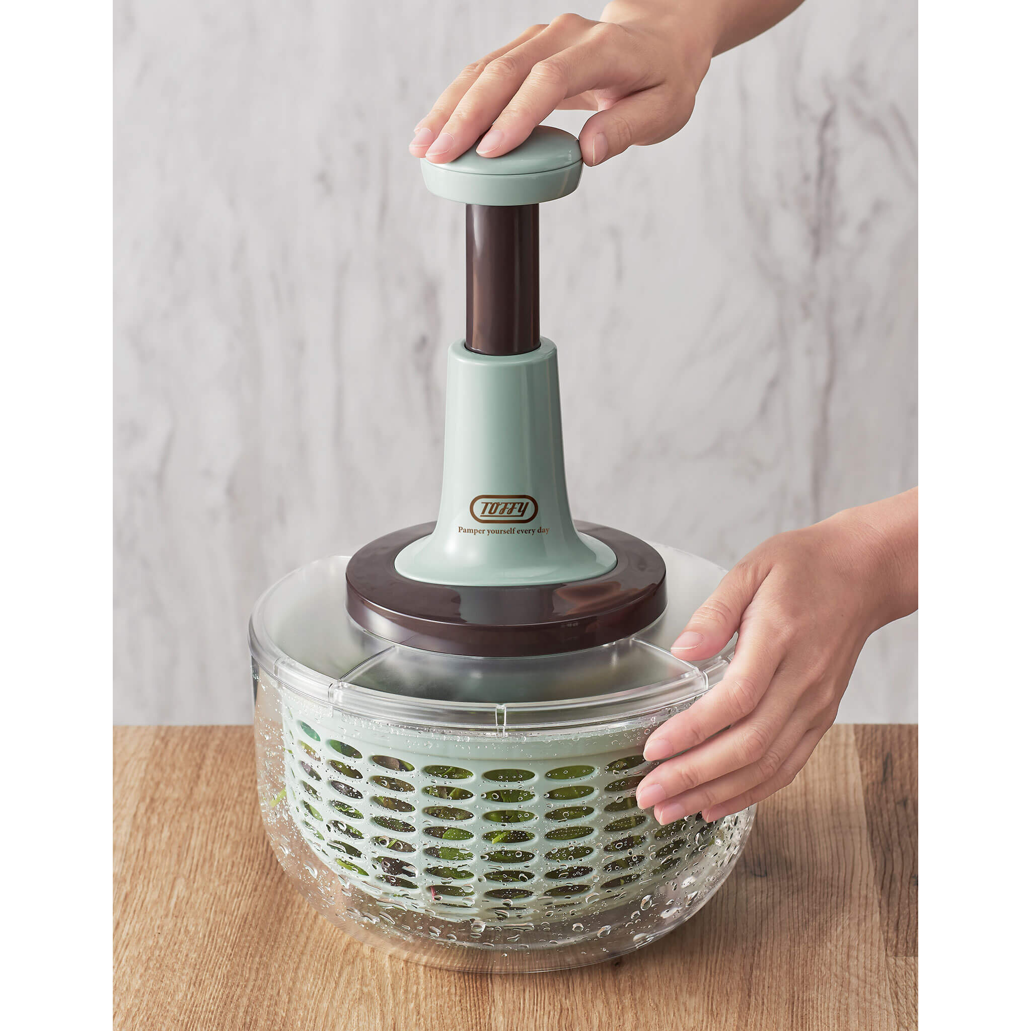 Toffy プッシュサラダスピナー&スライサーセット